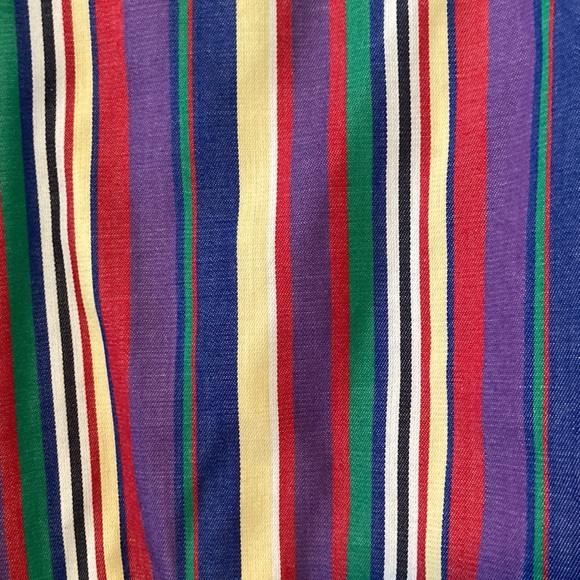Vintage 80s Foxcroft striped button blouse cotton blend purple yellow red blue - Picture 3 of 6